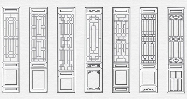 托里常用中式仿古花窗图案隔断设计图